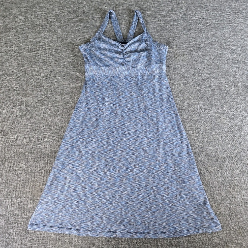 Prana Breathe Blue Space Dye Ruched Empire Waist Racerback Athletic Dress M